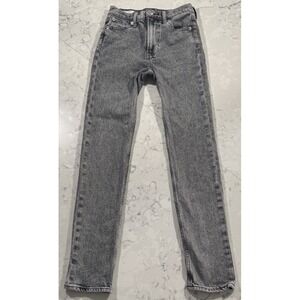 GAP 90s Straight High Rise Jeans Womens 00 Gray Acid‎ Wash Stretch Denim